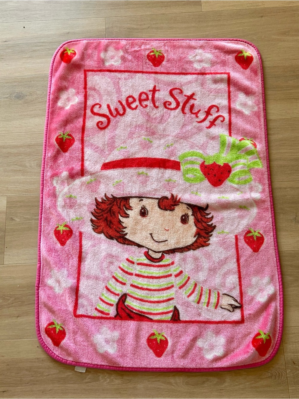 Vintage Y2K strawberry shortcake blanket fleece plush blanket
